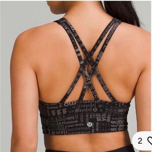 Lululemon energy high neck longline medium support b-d cup bra 6 logo black